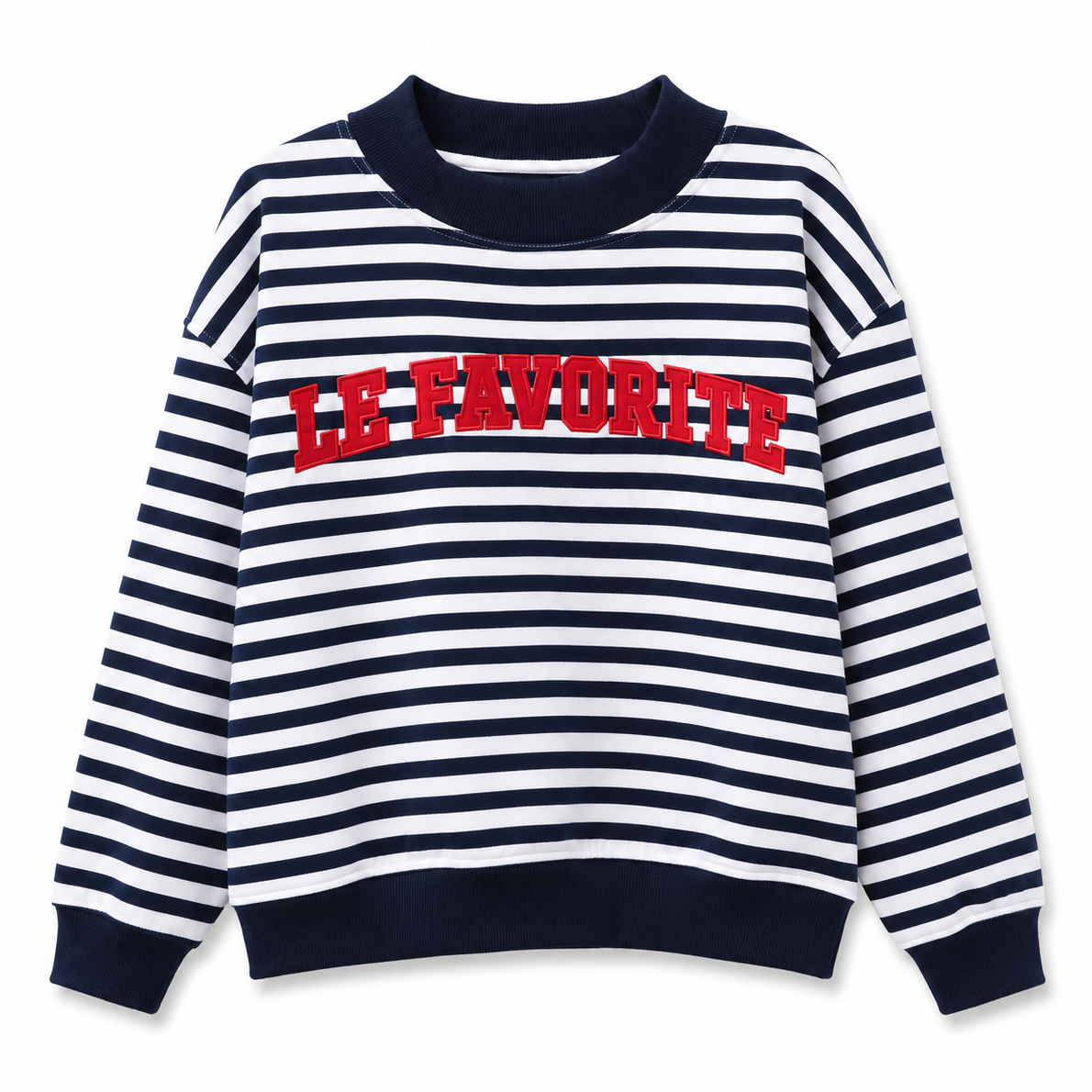 Striped Navy & White Varsity Mockneck
