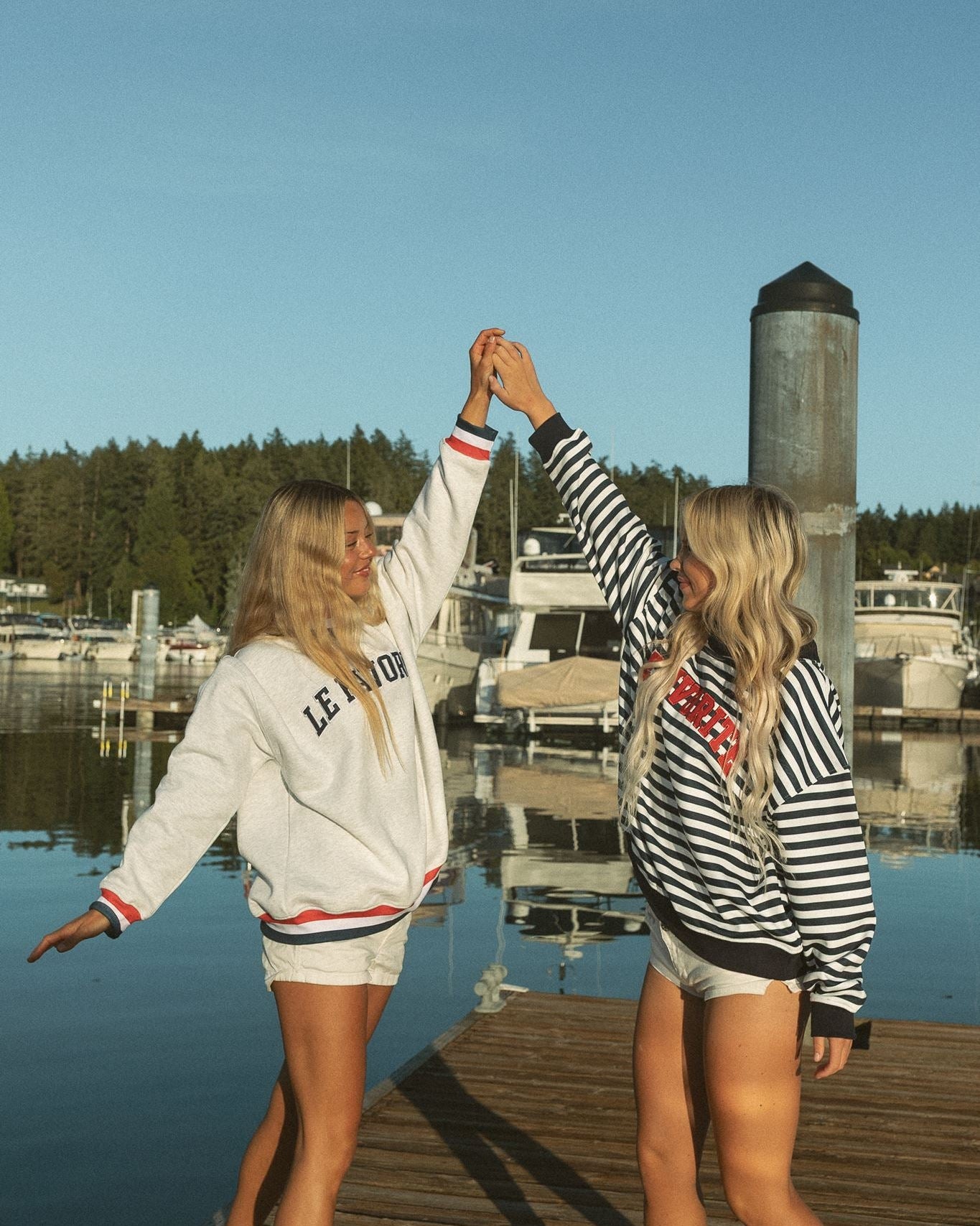 Striped Navy & White Varsity Mockneck