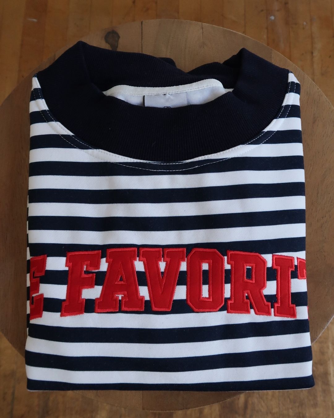 Striped Navy & White Varsity Mockneck