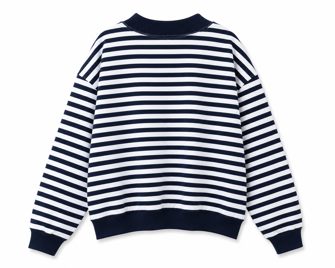 Striped Navy & White Varsity Mockneck