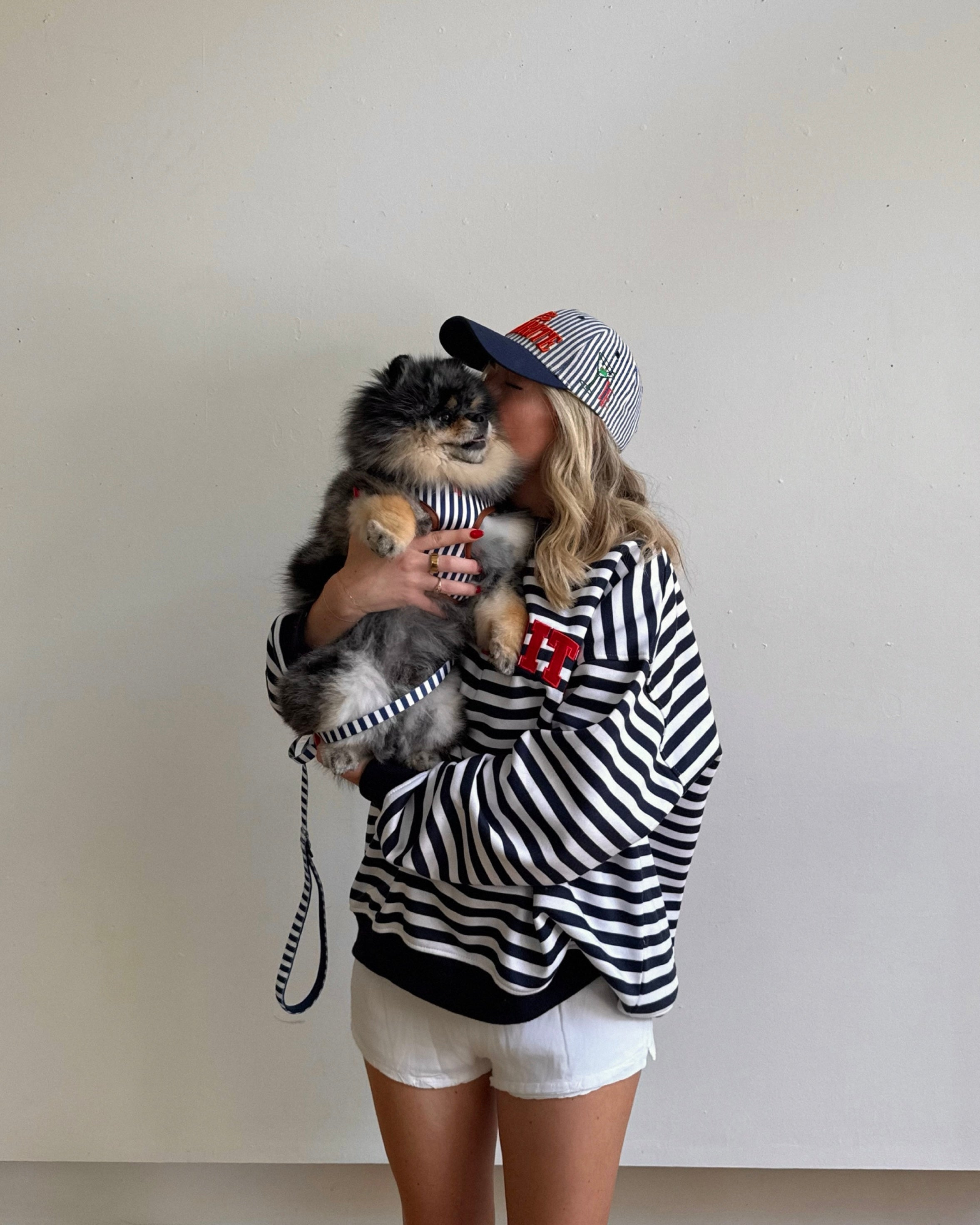 Striped Navy & White Varsity Mockneck