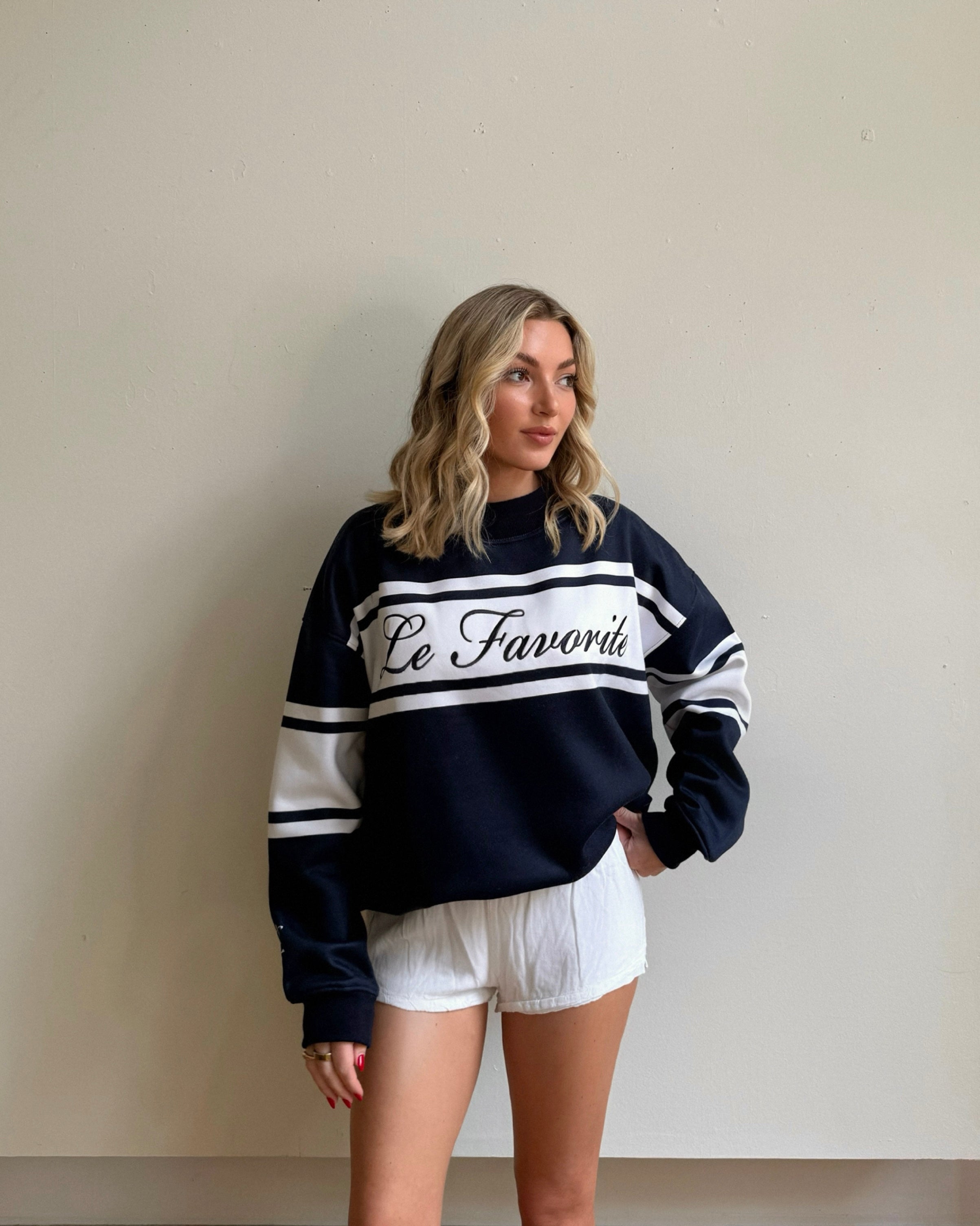 Classic Navy Script Mockneck