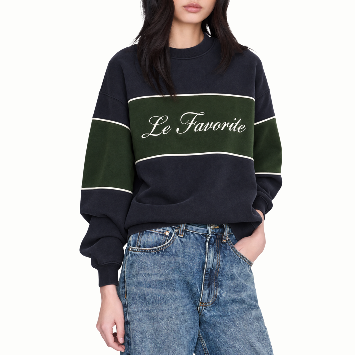 Embroidered Script Crewneck